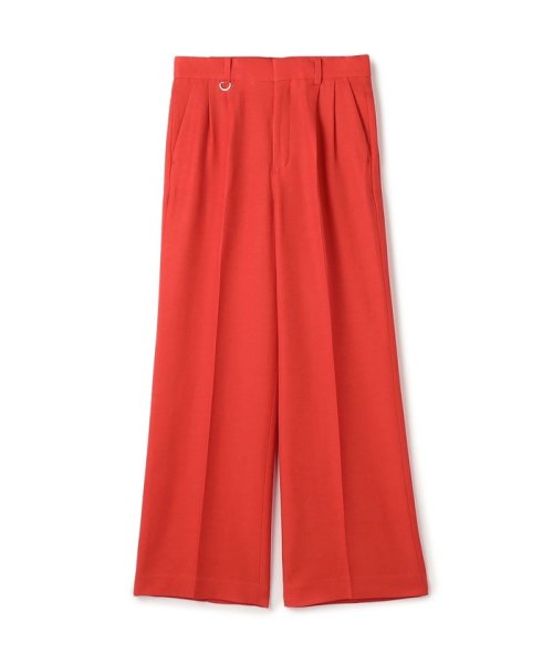 コットンアセテートツイル タックフレアパンツ 