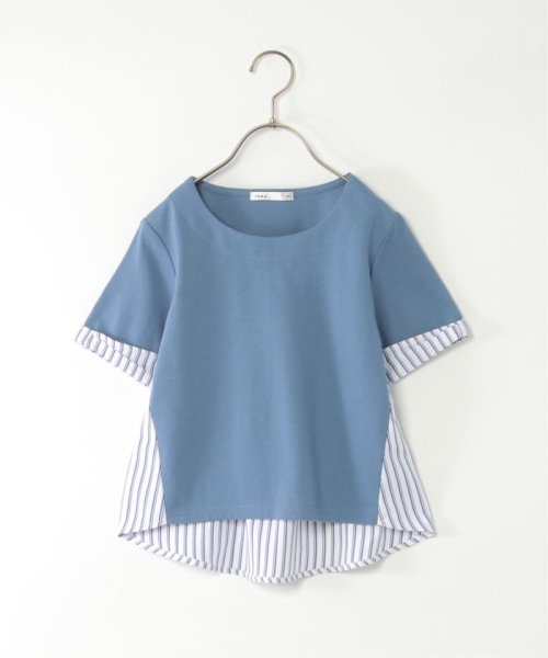 親子おそろい】袖リボンストライプ切り替えTシャツ（120〜160cm  