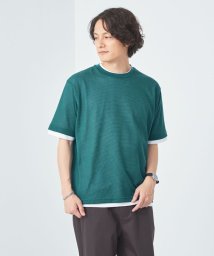 green label relaxing(グリーンレーベルリラクシング)/メッシュ レイヤード クルーネック Tシャツ/TURQUOISE