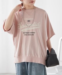 NICE CLAUP OUTLET(ナイスクラップ　アウトレット)/ピグメント加工Tシャツ　ゆったり/ピンク