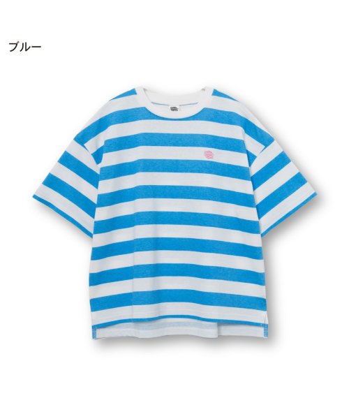 D.FIT(ディフィット)/ボーダーBIG Tシャツ/ブルー