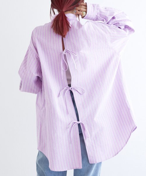 w closet(ダブルクローゼット)/後ろリボンビッグシャツ/ピンク