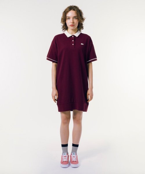 LACOSTE(ラコステ)/リラックスシルエットクレリックポロドレス/エンジ