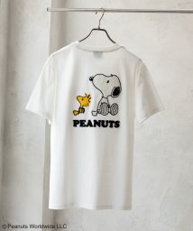 MAC HOUSE(men)(マックハウス（メンズ）)/PEANUTS SNOOPY サガラ刺繍Tシャツ 152158006－8/ホワイト