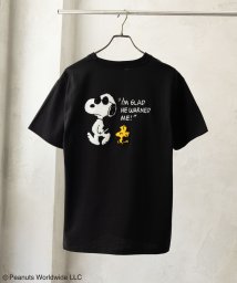 MAC HOUSE(men)(マックハウス（メンズ）)/PEANUTS SNOOPY サガラ刺繍Tシャツ 152158006－8/ブラック
