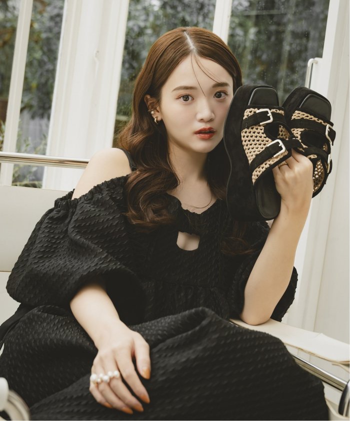 KARIN TAKUBO×LE TALON7.5cmWベルトミュールサンダル U85150442
