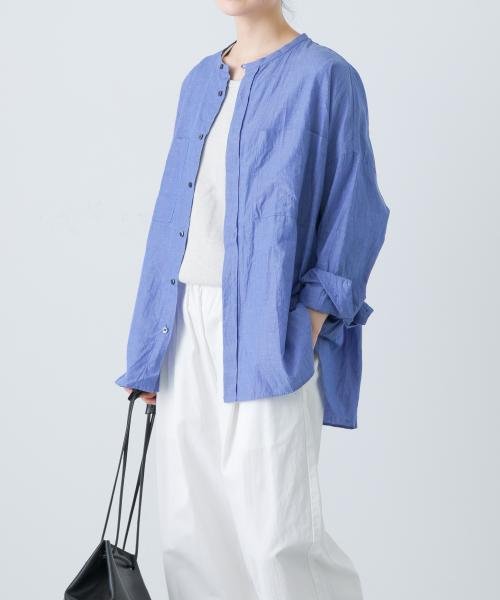 KAGURE(かぐれ)/ダブルポケットワイドシャツ/BLUE