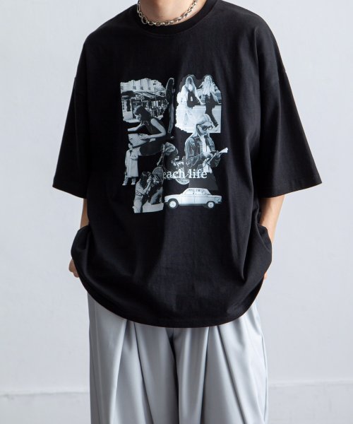 Nilway(ニルウェイ)/アソートデザインコットンTシャツ/ブラック
