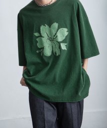Nilway(ニルウェイ)/ピグメントプリント刺繍Tシャツ/グリーン