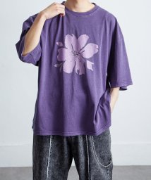 Nilway(ニルウェイ)/ピグメントプリント刺繍Tシャツ/パープル