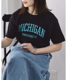 Spiritoso(スピリトーゾ)/MICHIGAN カレッジロゴプリントTシャツ/ブラック