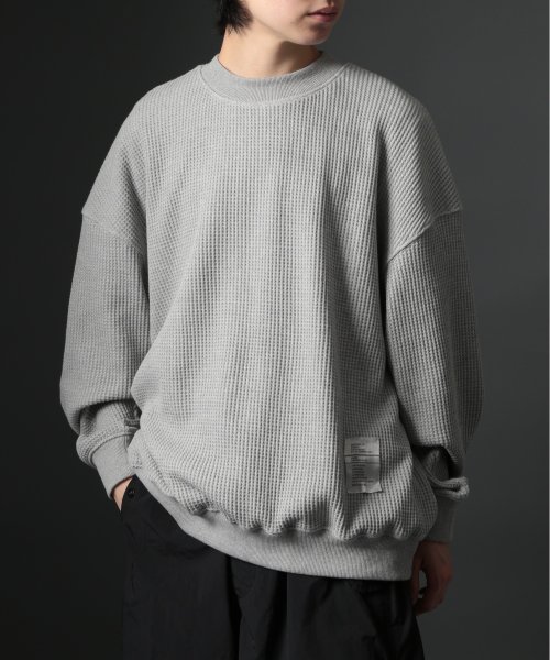 MAISON CLUB(MAISON CLUB)/【MAISON CLUB】HEAVY OZ MOCK NECK WAFFLE SWEATER ヘビーオンス モックネック ワッフル スウェット 長袖/グレー