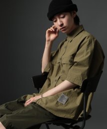 MAISON CLUB/【MAISON CLUB】U.S.NAVY Big Half Sleeve Shirt ビッグワークハーフスリーブシャツ ビッグシルエット 半袖 ワークシャツ/506107201