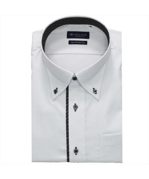 TOKYO SHIRTS(TOKYO SHIRTS)/【超形態安定・大きいサイズ】 ボタンダウン 半袖 形態安定 ワイシャツ/クロ・グレー