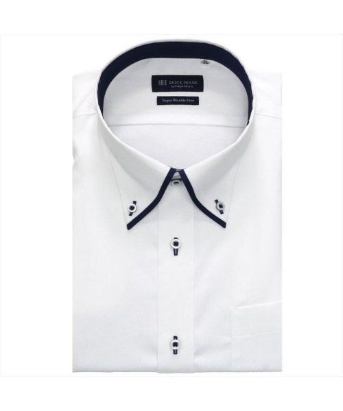 TOKYO SHIRTS(TOKYO SHIRTS)/【超形態安定・大きいサイズ】 ボタンダウン 半袖 形態安定 ワイシャツ/シロ