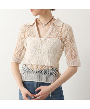 GANNI/GANNI 半袖 ニット Thin Cotton Lace Short Sleeve Polo/506107395