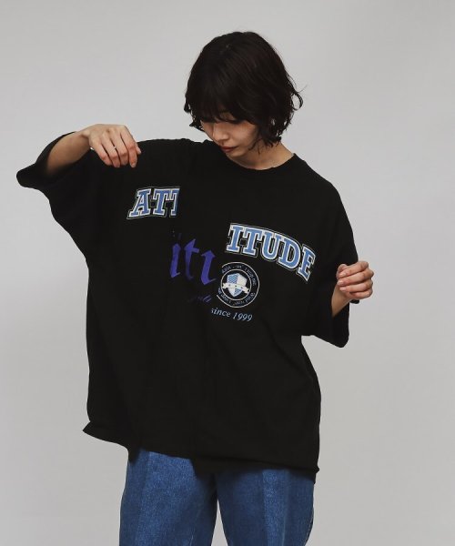 tk.TAKEO KIKUCHI(ティーケー　タケオキクチ)/リメイクライクTシャツ/ブラック（119）