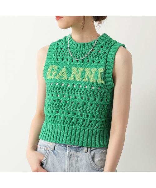 セール】GANNI ニットベスト Cotton Rope Short Vest(506107721 