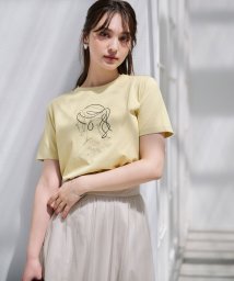 anySiS(エニィ　スィス)/線画×刺繍ロゴ Tシャツ/イエロー×ガール