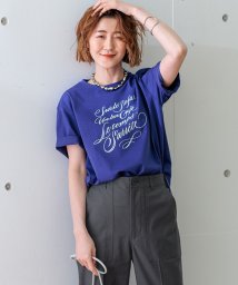 NIJYUSANKU（SMALL SIZE）(23区（小さいサイズ）)/【井波麻里衣さんコラボ】カリグラフィー プリント Tシャツ/ロイヤルブルー×クリーム