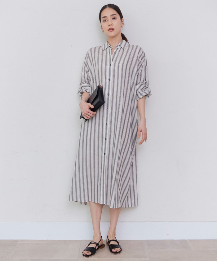 【美品】23区 とろみ  ソフトプレーンテンセルシャツドレスワンピース　ゆったり 洗える】ソフトプレーンテンセル シャツドレス | 23区(23KU