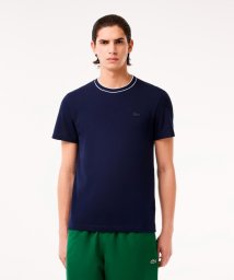 LACOSTE Mens(ラコステ　メンズ)/ラインドリブネック鹿の子地Tシャツ/ネイビー