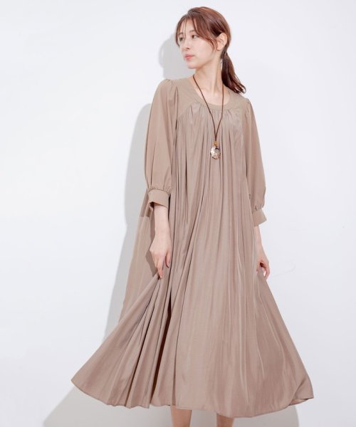 デザインヨーク切替ギャザーワンピース 人気・おすすめ｜使いやすい・旅行におすすめ 品質保証 全国発送 在庫限り