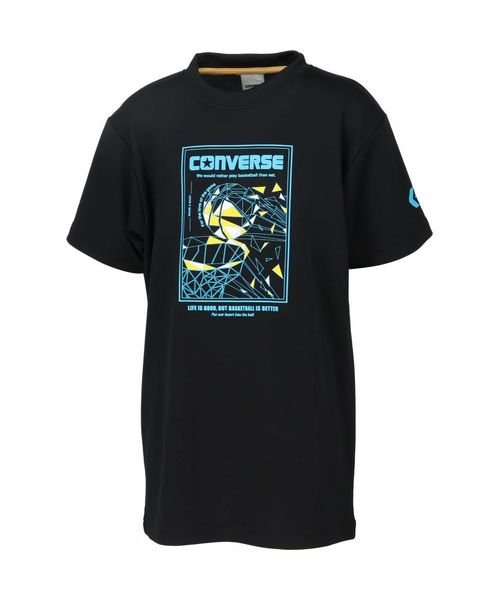CONVERSE(CONVERSE)/4S＿JRプリントTシャツ(4S JR PRINT T－SHIRT)/ブラック/スカイブル-