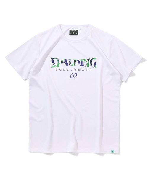 SPALDING(スポルディング)/バレーボールTシャツ ボールプリント ロゴ/ホワイト