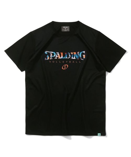 SPALDING(スポルディング)/バレーボールTシャツ ボールプリント ロゴ/BLK