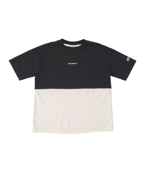 new balance(ニューバランス)/吸水速乾 Linear logo Block ショートスリーブTシャツ/BLACK