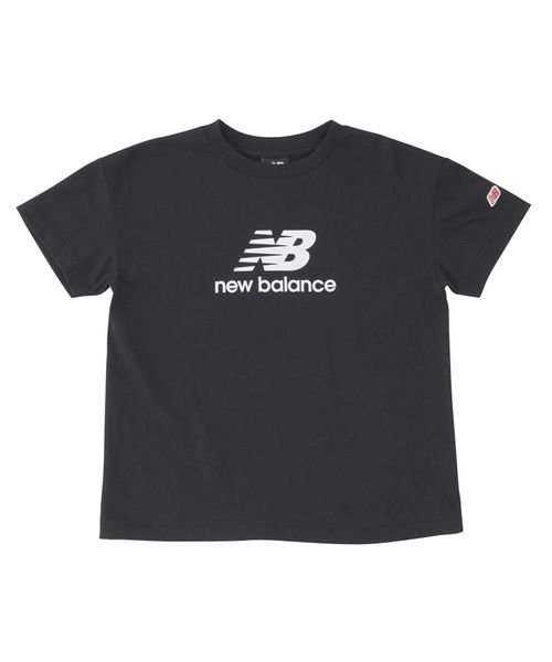 new balance(ニューバランス)/吸水速乾 Stacked logo ショートスリーブTシャツ/BLACK
