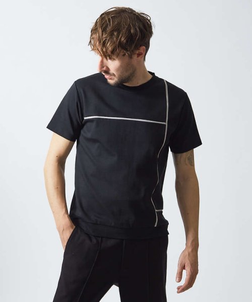 5351POURLESHOMMES(5351POURLESHOMMES)/コンポジションライン 半袖Tシャツ【予約】/ブラック