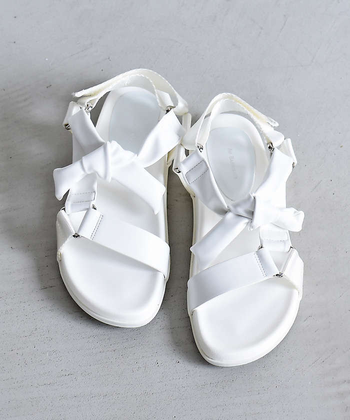 AuBANNISTER 【WEB限定】軽量/厚底 リボン スポーツ サンダル ホワイト S