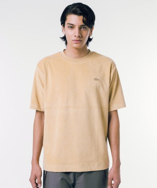 LACOSTE Mens(ラコステ　メンズ)/オーバーサイズ ハイゲージパイル地 半袖Tシャツ/ベージュ