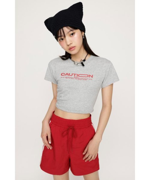 SLY(スライ)/CAUTION LOGO COMPACT Tシャツ/T.GRY