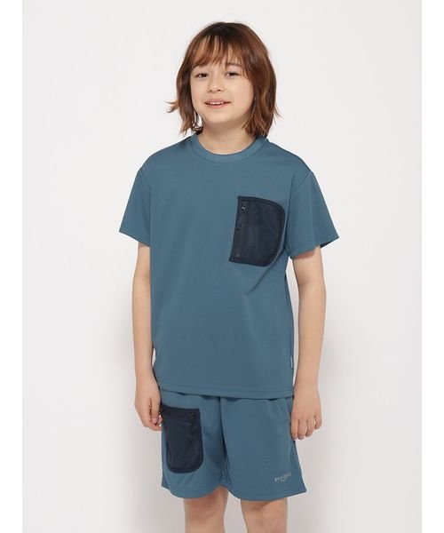 sanideiz TOKYO(サニデイズ トウキョウ)/PEメッシュスムース メッシュポケットTシャツ JUNIOR/ブルー