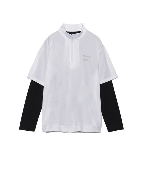 sanideiz TOKYO(サニデイズ トウキョウ)/ハニカムメッシュスム－ス for GOLF ハーフジップ裾リブ＆長袖 MENS/白×黒