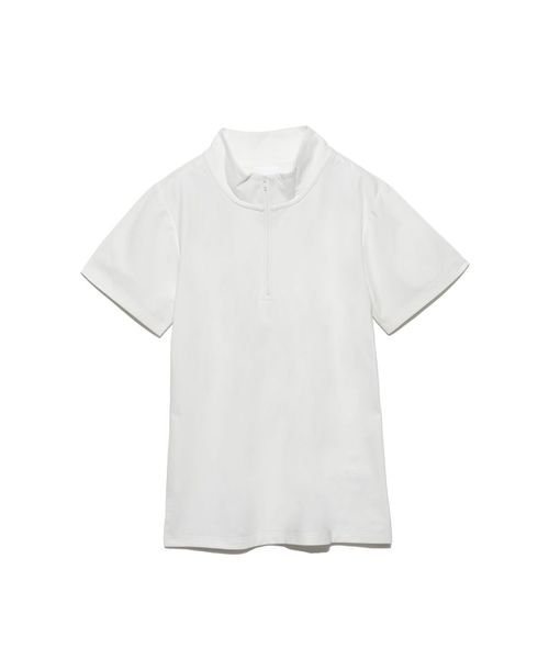 sanideiz TOKYO(サニデイズ トウキョウ)/コットンタッチ天竺 ハーフジップTシャツ LADIES/白