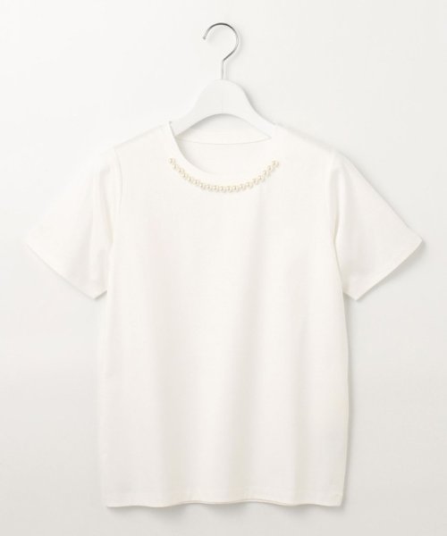 Feroux(フェルゥ)/【UVケア】パールネック Tシャツ/ホワイト系