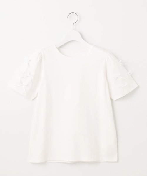 Feroux(フェルゥ)/【UVケア】ランダムリボンスリーブ Tシャツ/ホワイト系