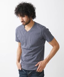 MICHEL KLEIN HOMME(ミッシェルクランオム)/《日本製》立体柄半袖カットソー/ネイビー（57）