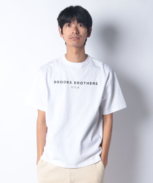 Brooks Brothers(ブルックス ブラザーズ（メンズ）)/【WEB限定】SS24 LOGO Series コットン ロゴプリント クルーネック Tシャツ/WHITE