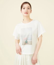 Sybilla(シビラ)/【PLAYA】ビーチサイドプリントTシャツ/ライトグレー系（ビーチパラソルフォト）