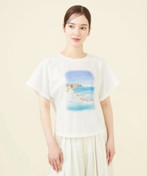 Sybilla(シビラ)/【PLAYA】ビーチサイドプリントTシャツ/ブルー系（ビーチサイドイラスト）