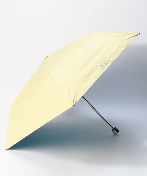 POLO RALPH LAUREN(umbrella)(ポロラルフローレン（傘）)/晴雨兼用折りたたみ日傘　ロゴ刺繍/ライトイエロー