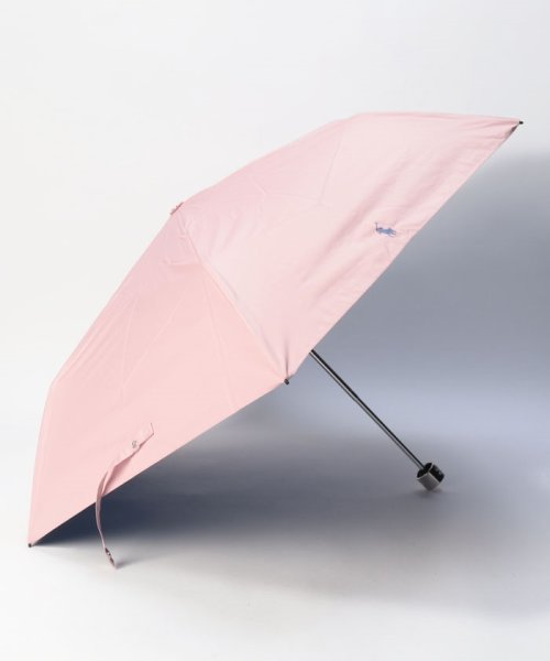 POLO RALPH LAUREN(umbrella)(ポロラルフローレン（傘）)/晴雨兼用折りたたみ日傘　ロゴ刺繍/ペールピンク
