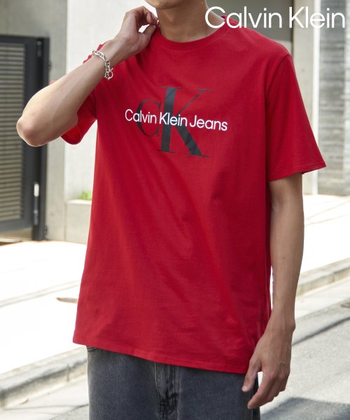Calvin Klein(カルバンクライン)/【Calvin Klein / カルバンクライン】フロントロゴ プリント Tシャツ 半袖 クルーネック 40DC813/レッド