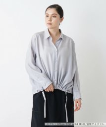 Leilian PLUS HOUSE(レリアンプラスハウス)/ドロストコード長袖ブラウス【THE NEW】/サックス