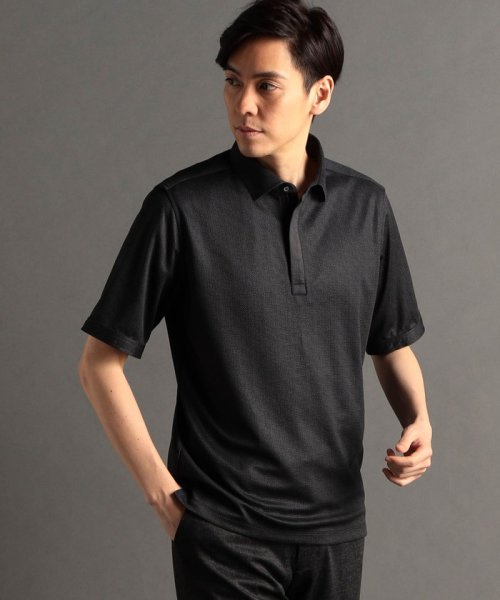 MONSIEUR NICOLE(ムッシュニコル)/ブロックジャカードプリント 半袖ポロシャツ/49ブラック